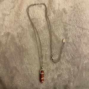 Silver and Burgundy Pendant Necklace